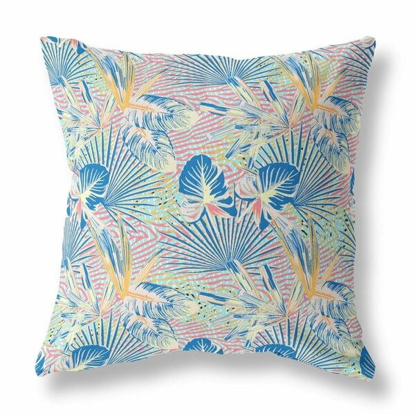 Homeroots 26 in. Tropical Indoor & Outdoor Throw Pillow Light Blue & Pink 414219